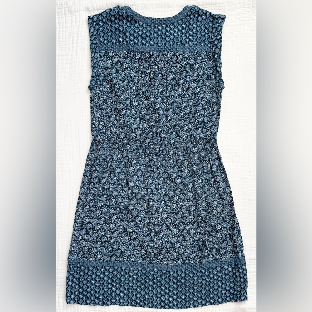 Loft Outlet Blue Half Button Down Patterned Dress… - image 5